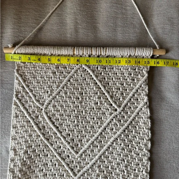 Boho Macrame Wall Hanging Decor Woven Cotton Tapestry Neutral Wall Art Handmade - Picture 8 of 9